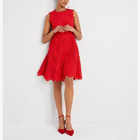 Kate Spade Red Floral Lace Cocktail Dress Size 0 - Picture 10 of 10